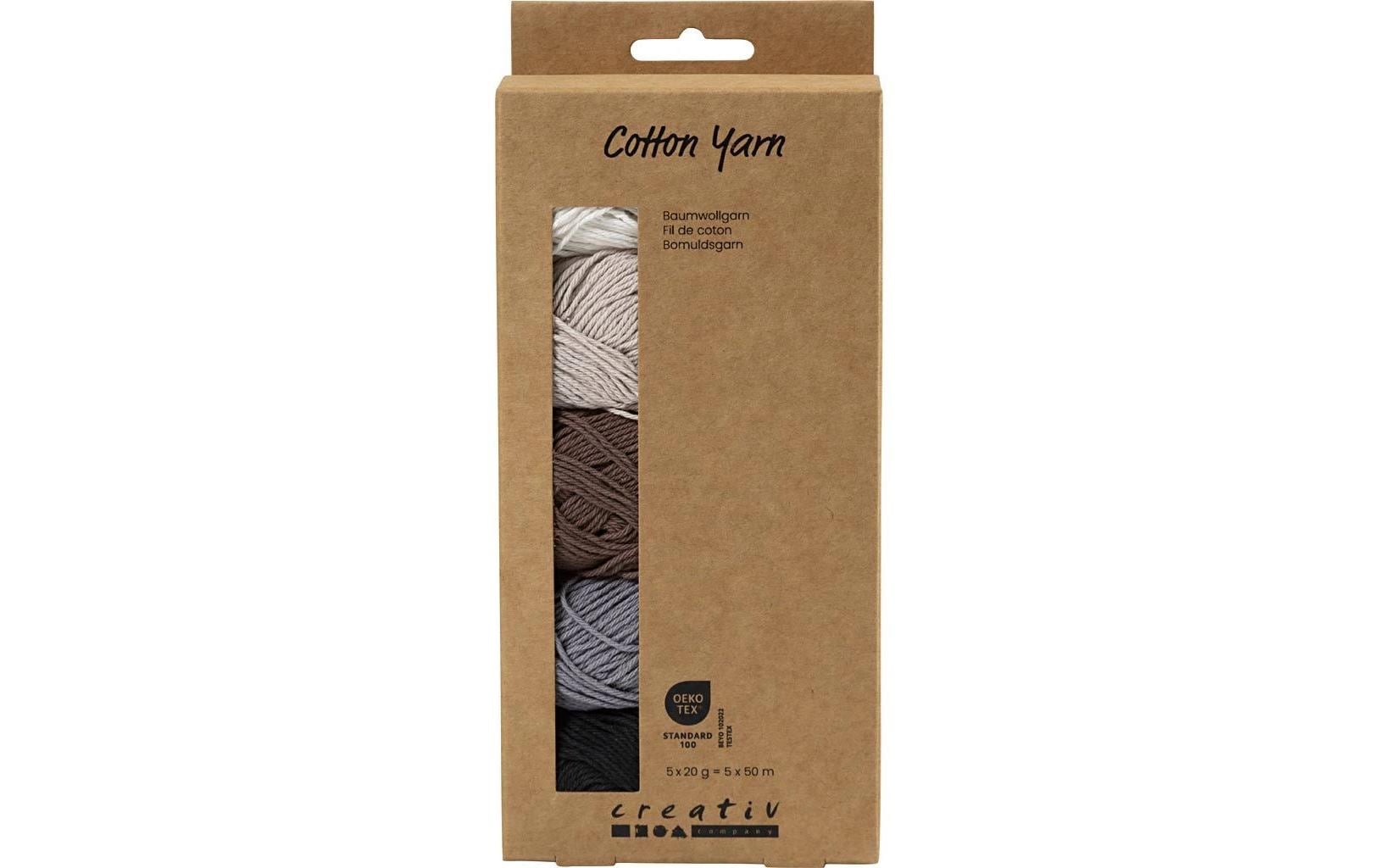 Creativ Company Baumwollgarn Nr. 8/4 5 x 50 Meter, Naturfarben, 5 x 20 g