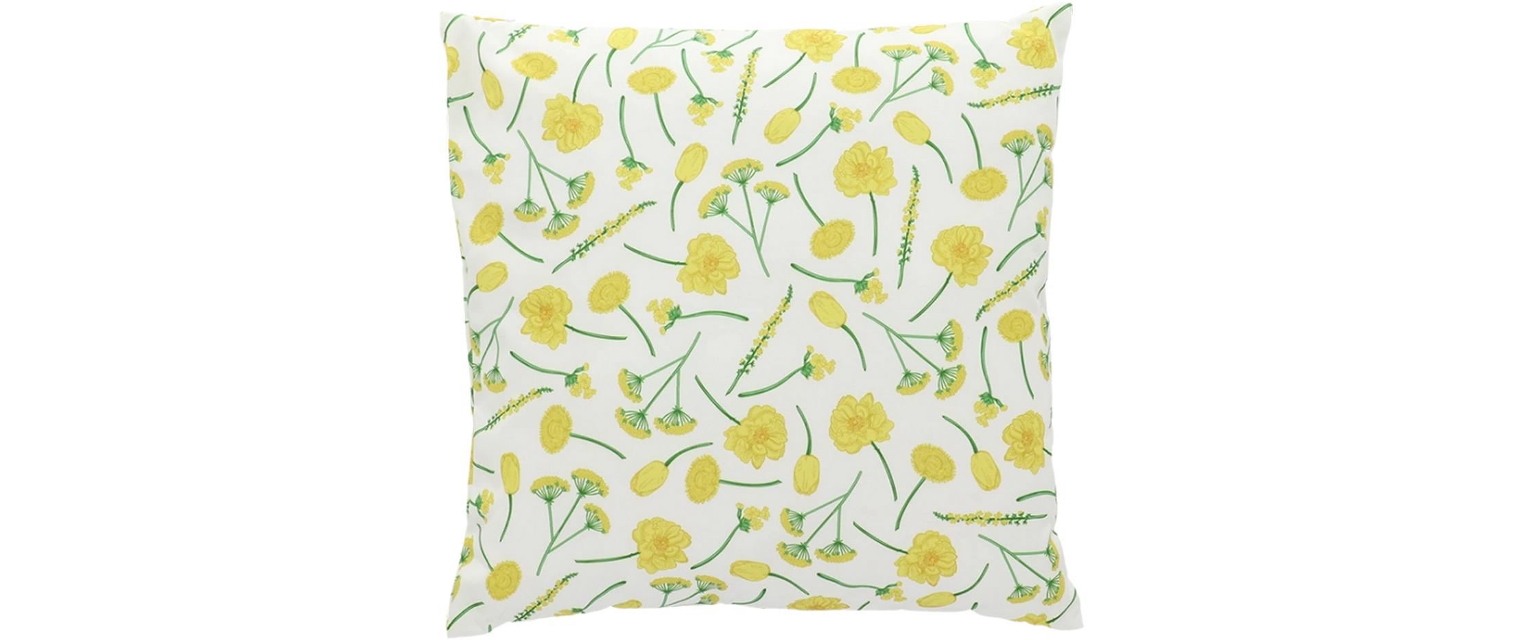 Esschert Design Outdoor-Kissen Blumen 49 x 49 cm, Gelb