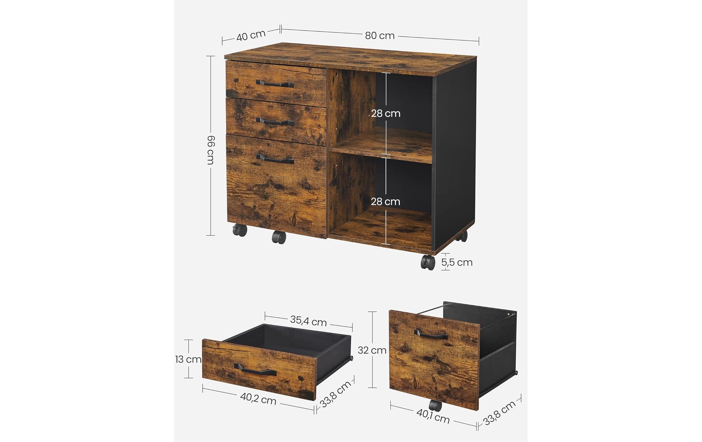 Songmics Aktenschrank mit Rollen 80 x 40 x 66 cm
