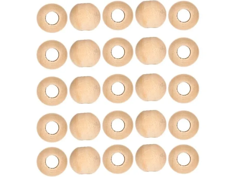 lalana Holzperlen Hölzerne Perlen 12 mm, 25 Stück