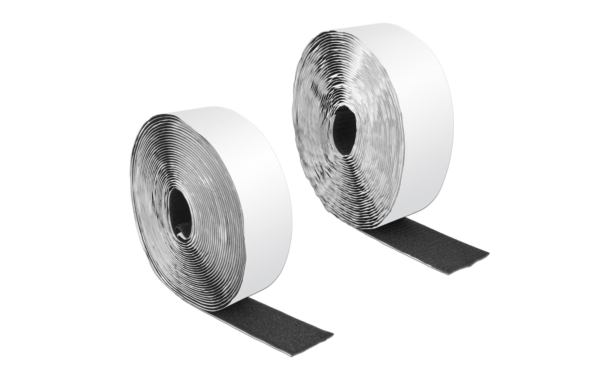 Delock Klettband-Rolle 10 m x 50 mm Haft und Flauschband Schwarz