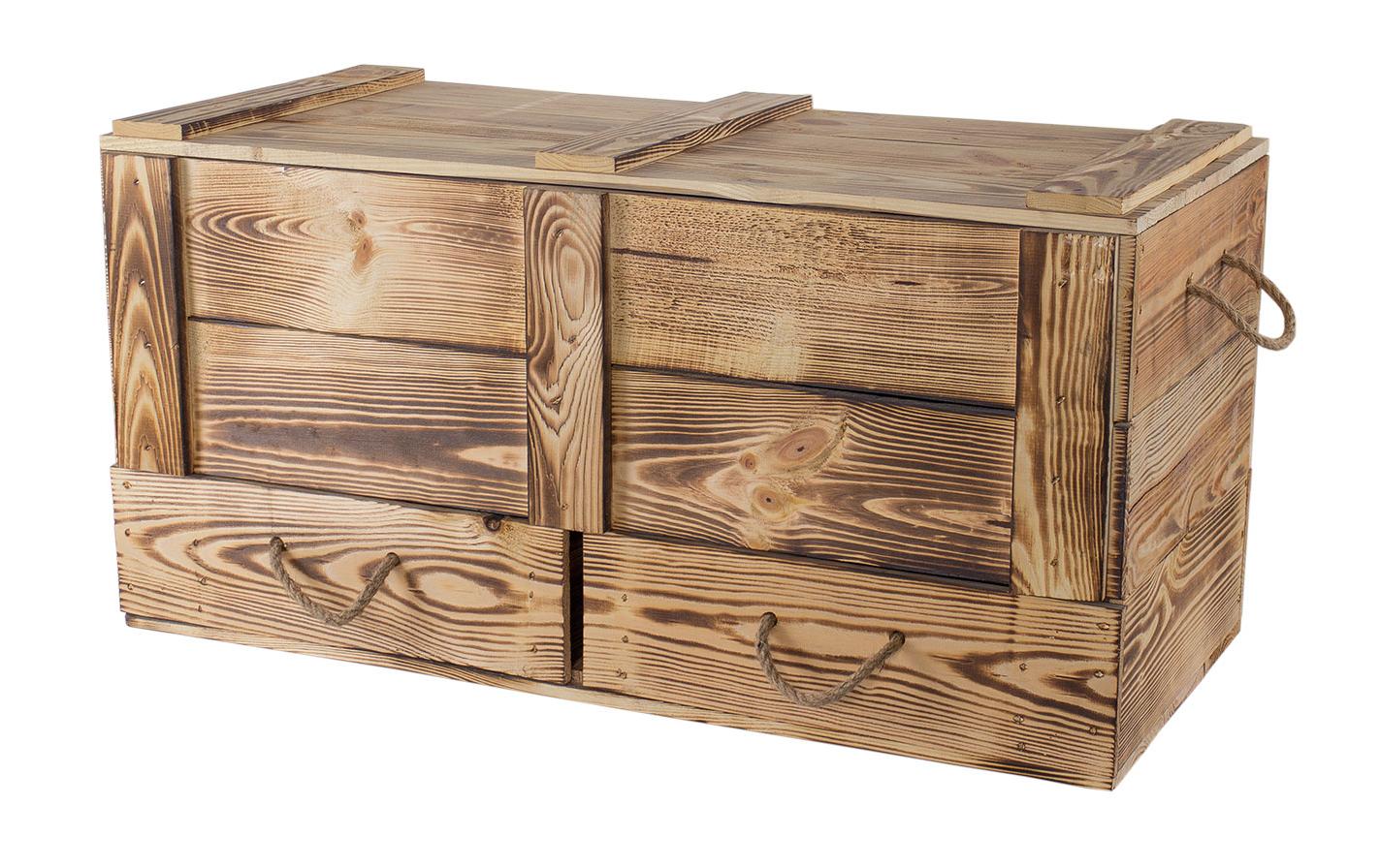 Holz Zollhaus Truhe Vintage geflammt, 85 x 40 cm