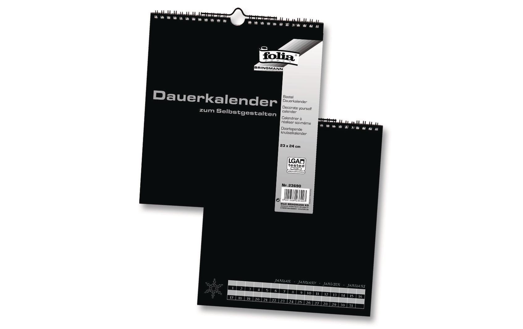 Folia Dauerkalender 23 x 24 cm, Schwarz Folia Dauerkalender 23 x 24 cm, Schwarz