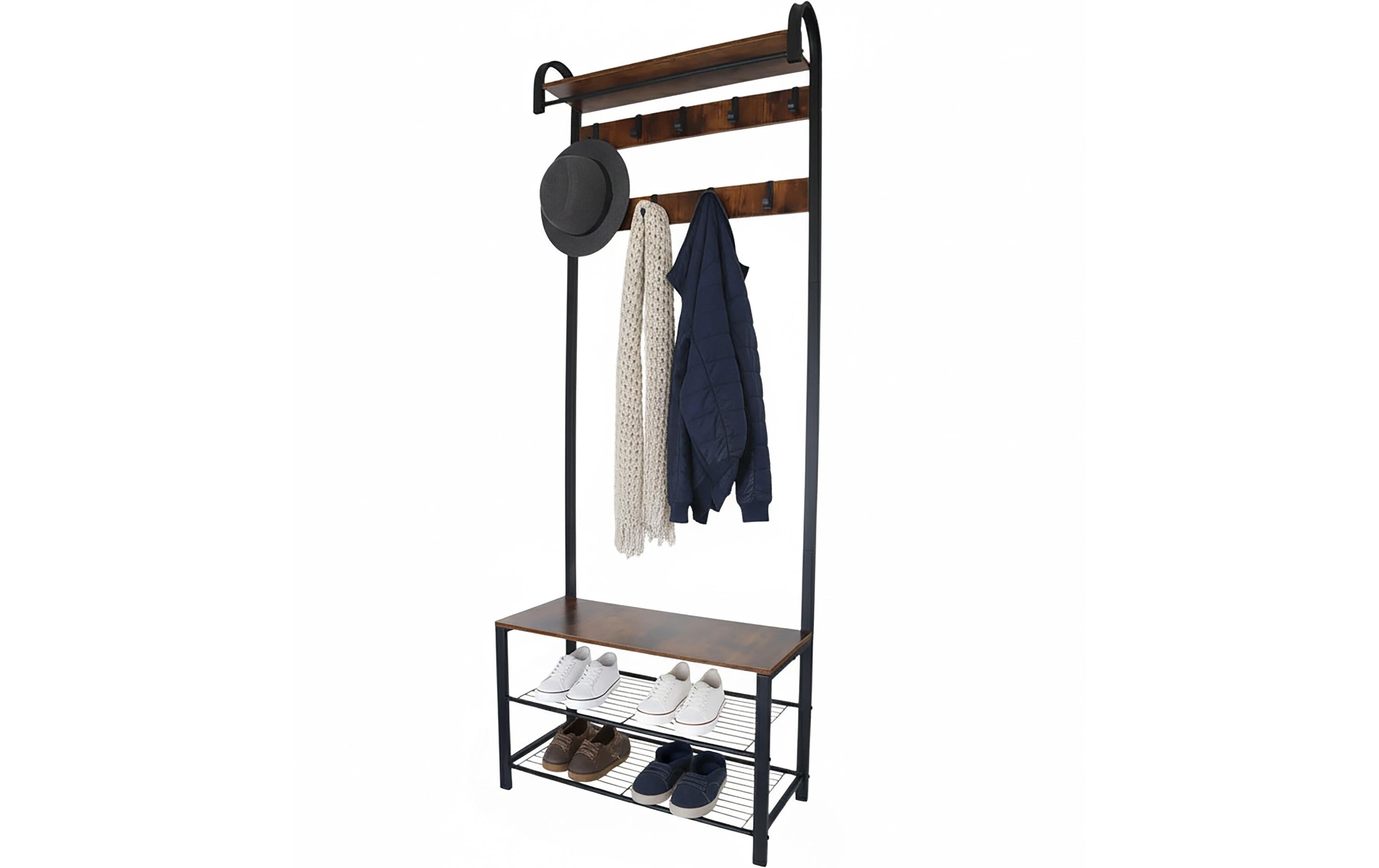 relaxdays Garderobenständer Dunkelbraun/Schwarz