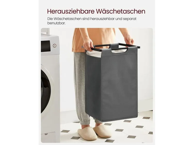 Songmics Wäschekorb 2 Fächer Grau Songmics Wäschekorb 2 Fächer Grau