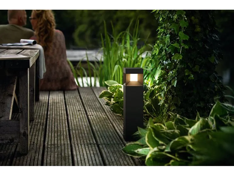 Philips Sockelleuchte Parterre 8 W, 800 lm, 2700 K, 40 cm, Schwarz