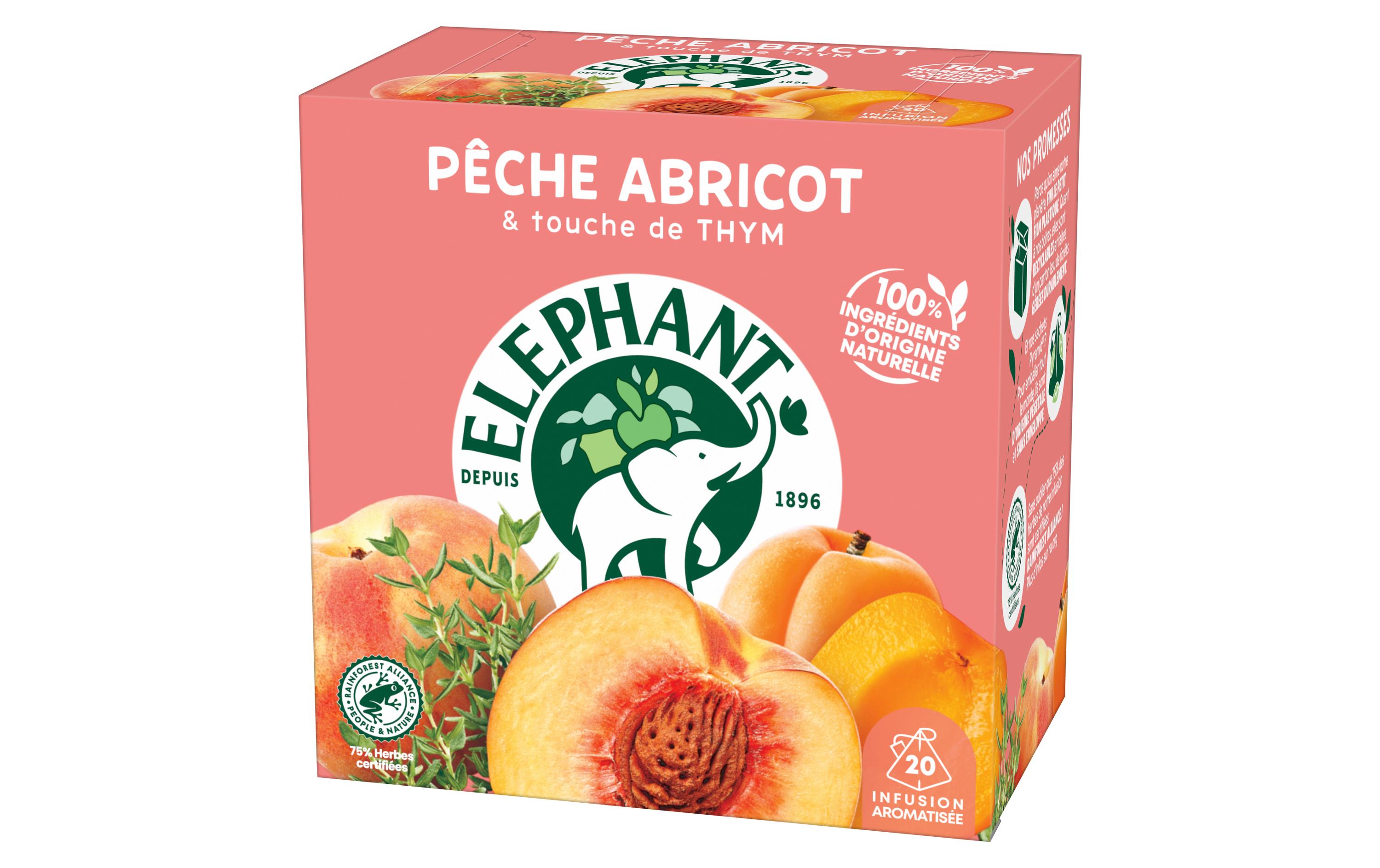 Eléphant Teebeutel Infusion Péche Abricot 20 Stück