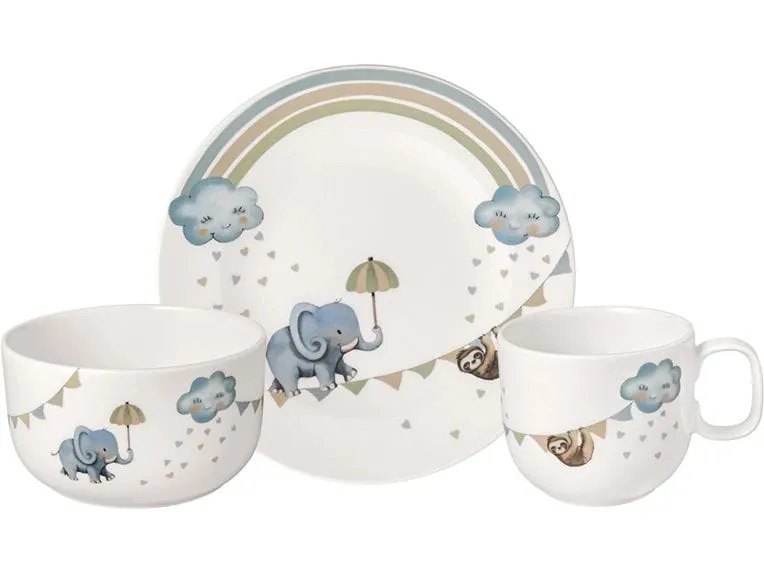 Villeroy & Boch Kindergeschirrset Walk Elephant 3-teilig, Hellblau