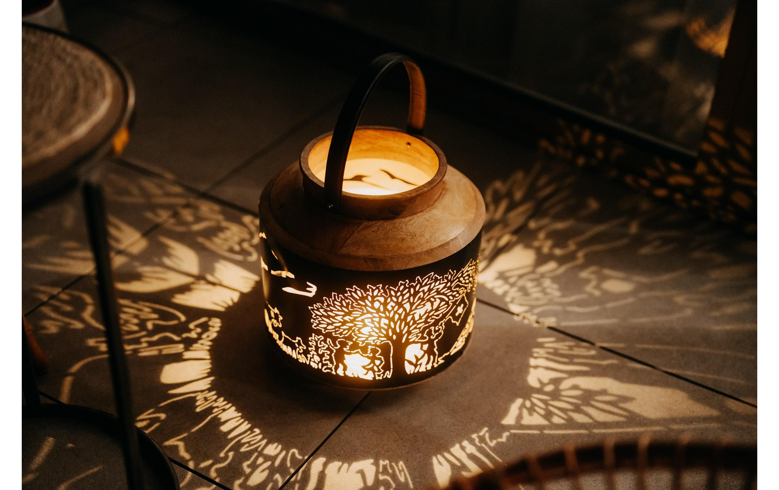 Kadastar Laterne Bergchilbi 37 cm, Braun/Schwarz