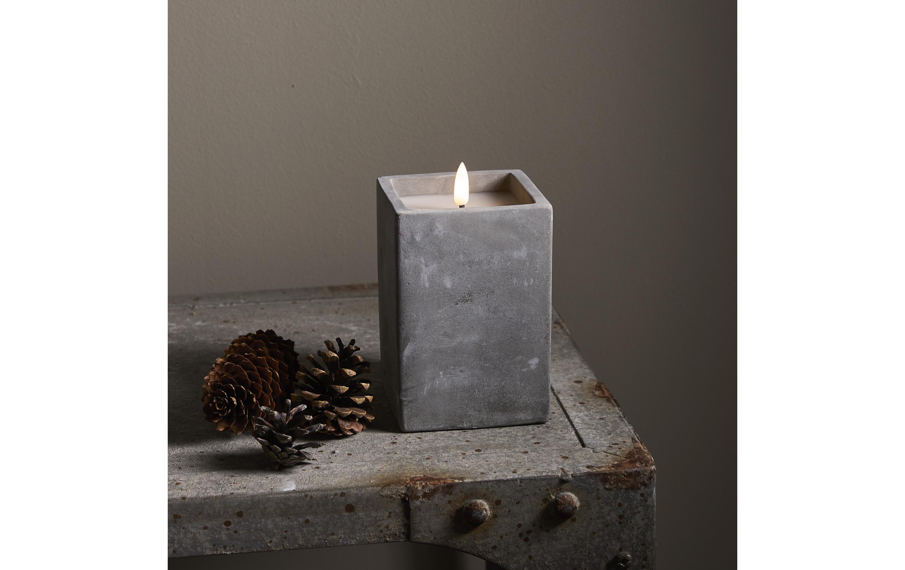 Star Trading LED-Kerze Flamme Cem, 9 x 9 x 14.5 cm, Grau