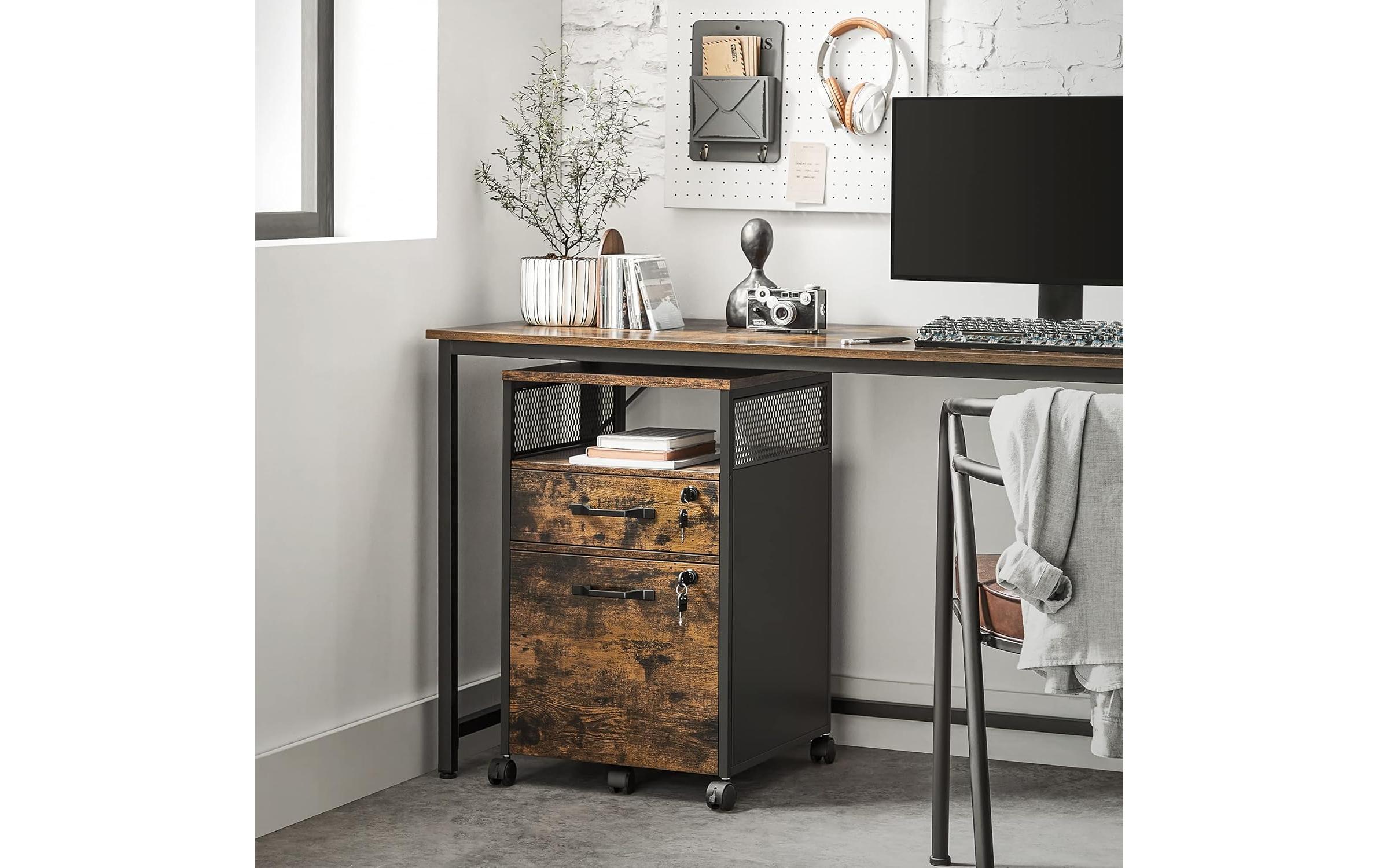 VASAGLE Multifunktionswagen 42 x 44 x 67.4 cm, Braun/Schwarz