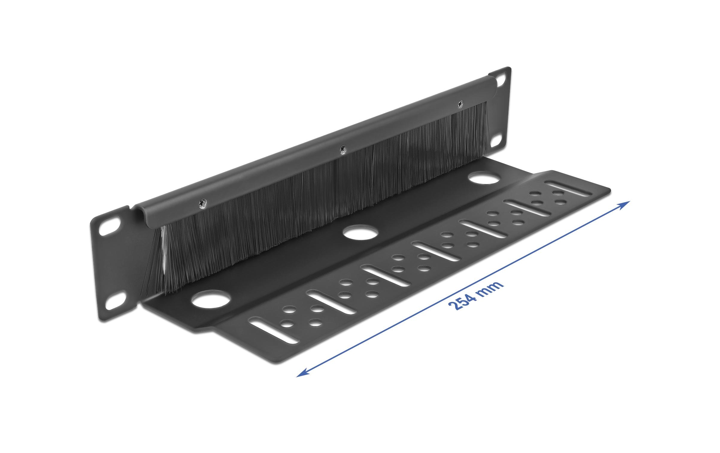 Delock Bürstenleiste 1 HE , Schwarz mit Kabelbefestigung Delock Bürstenleiste 1 HE , Schwarz mit Kabelbefestigung
