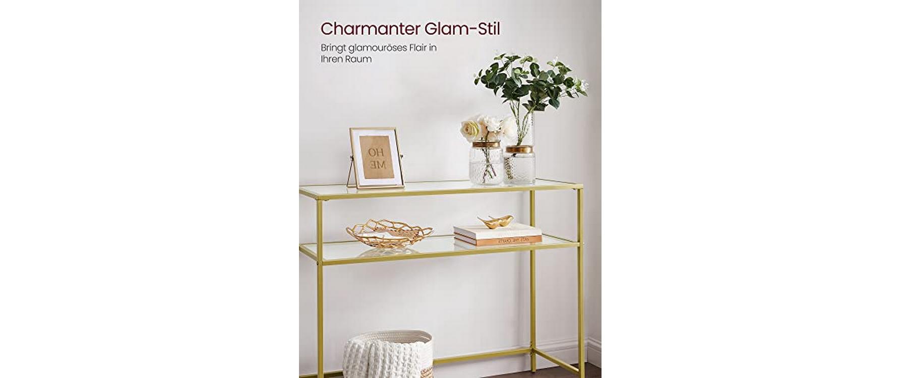 VASAGLE Konsolentisch 100 x 35 x 80 cm, Gold