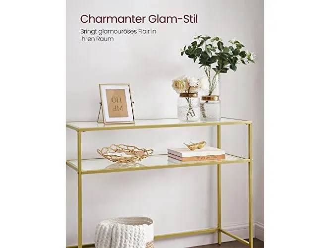 VASAGLE Konsolentisch 100 x 35 x 80 cm, Gold