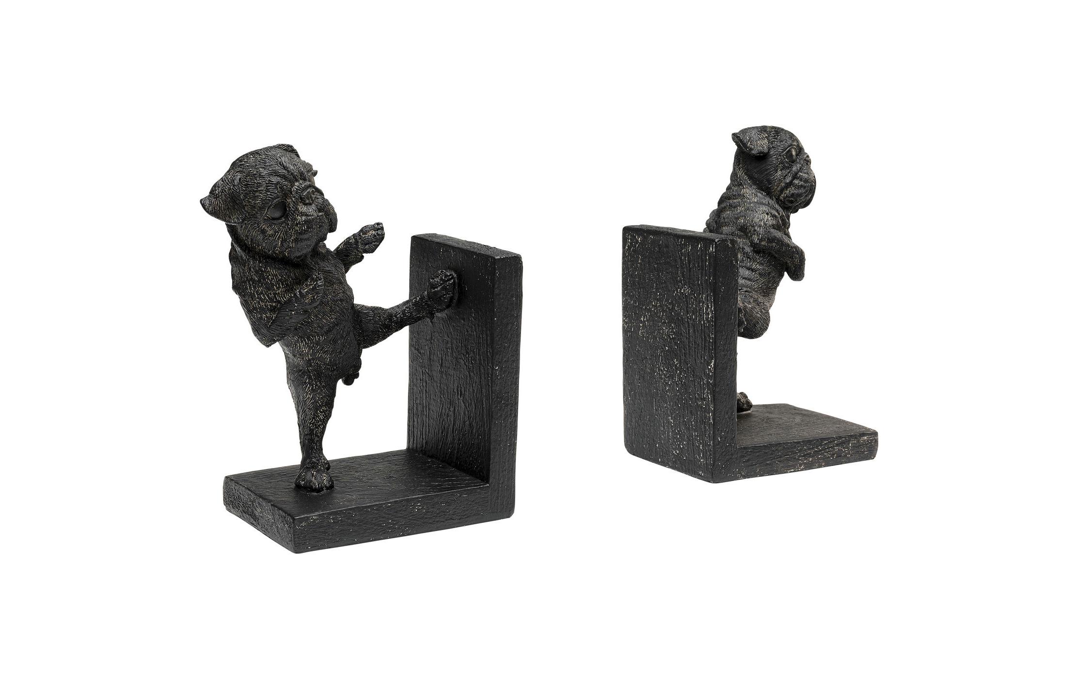Kare Buchstütze Dancing Dogs 2er Set, Schwarz