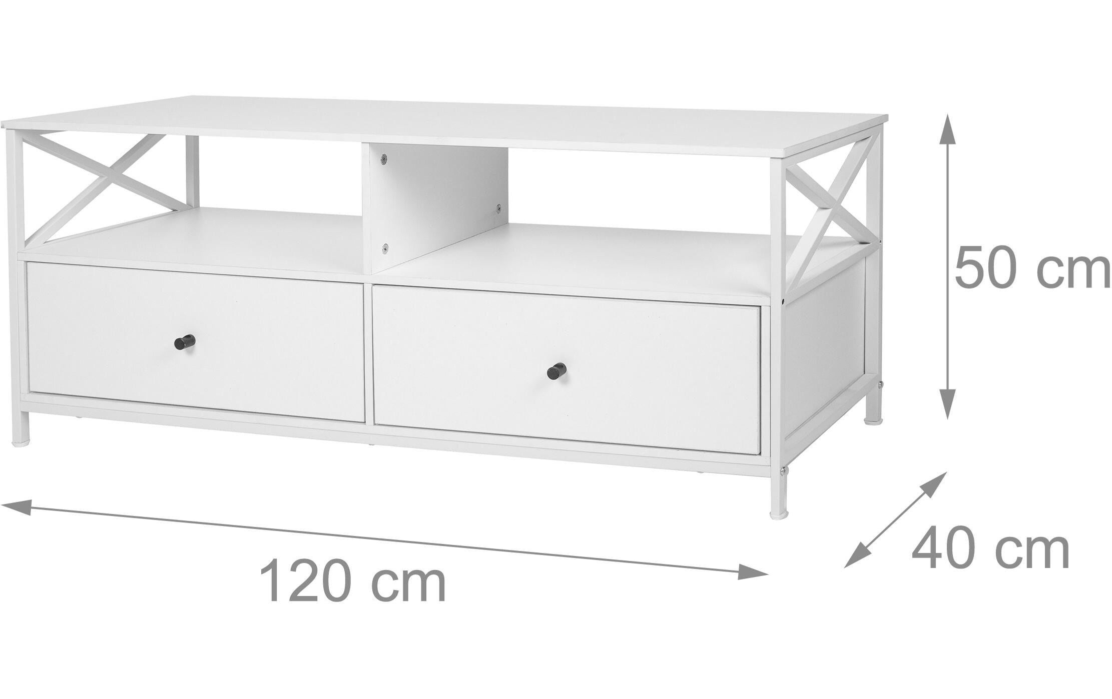 relaxdays TV-Möbel 120 x 40 cm, Weiss 55 Zoll
