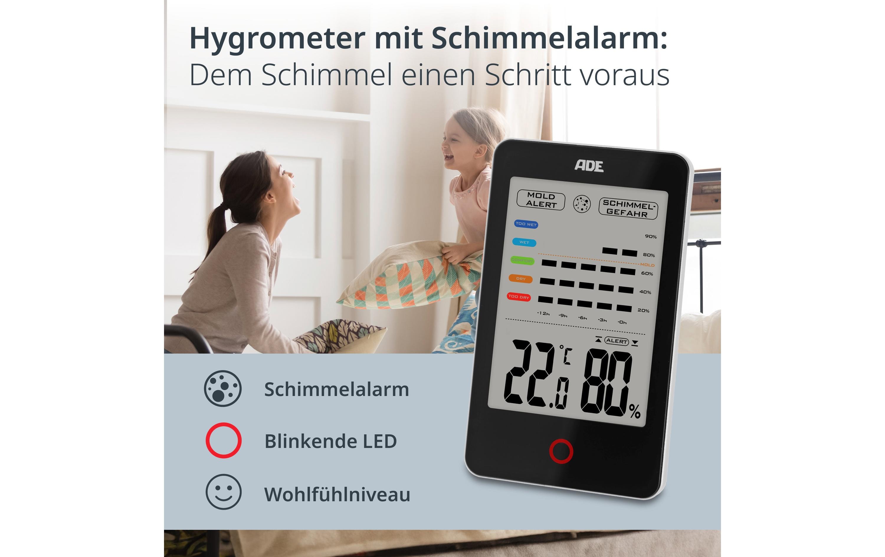 ADE Thermo-/Hygrometer digital Schwarz ADE Thermo-/Hygrometer digital Schwarz