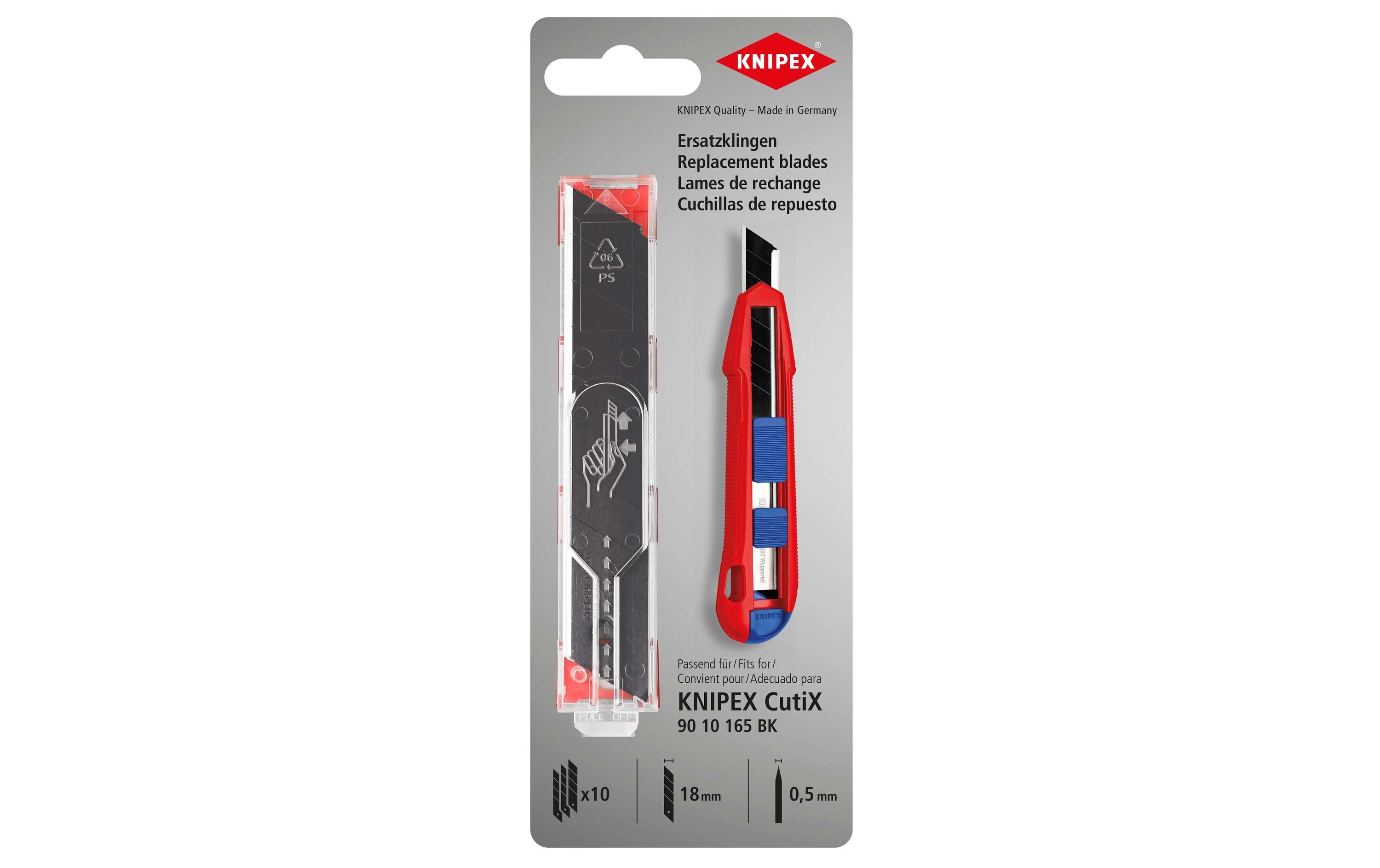 Knipex Ersatzklingen für CutiX Universalmesser 90 10 165 BK, 10 St. Knipex Ersatzklingen für CutiX Universalmesser 90 10 165 BK, 10 St.