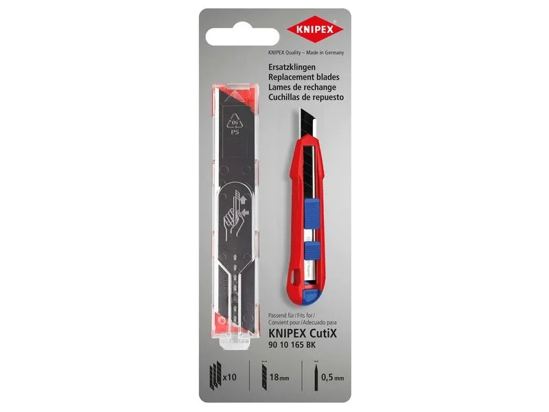 Knipex Ersatzklingen für CutiX Universalmesser 90 10 165 BK, 10 St. Knipex Ersatzklingen für CutiX Universalmesser 90 10 165 BK, 10 St.