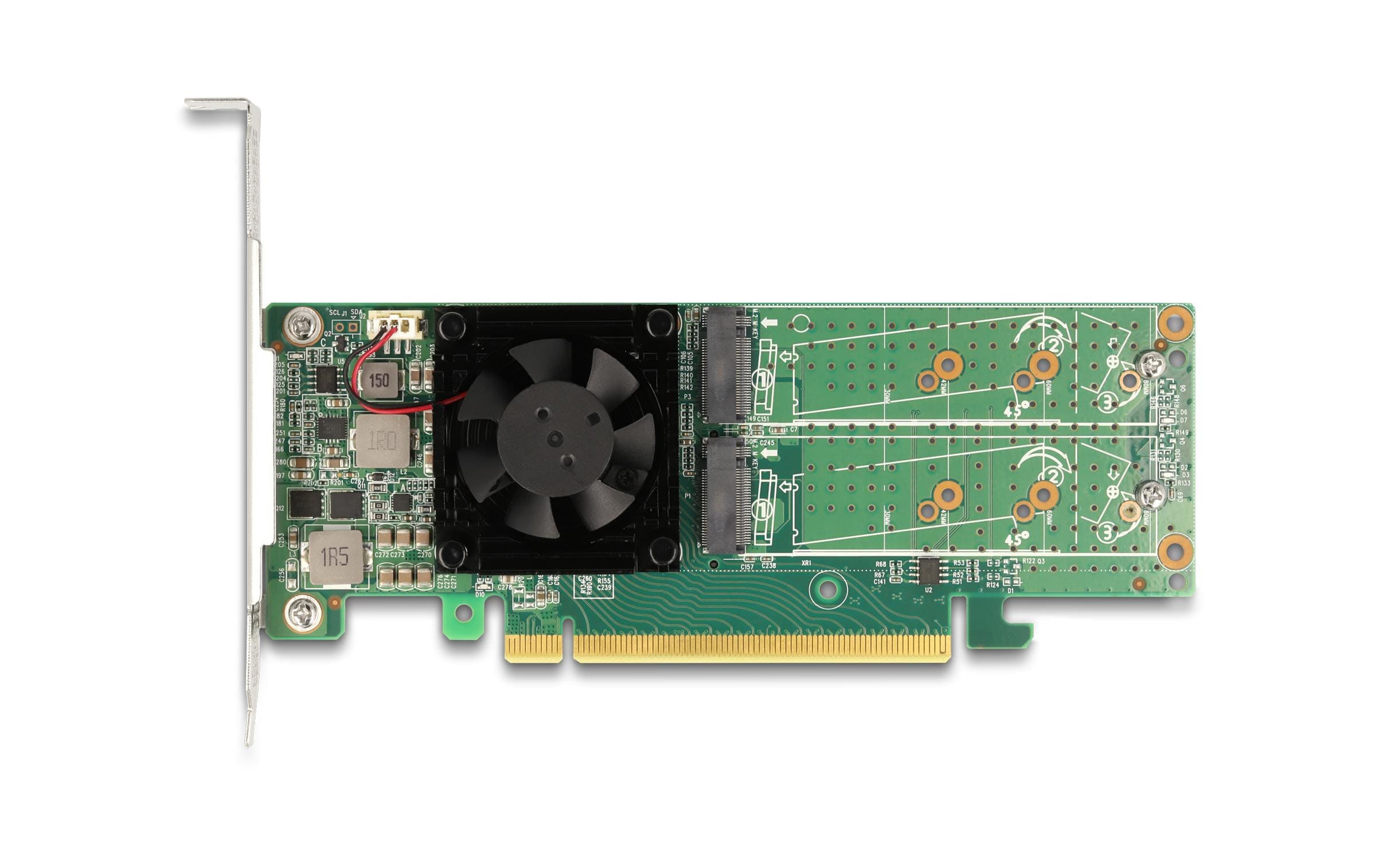 Delock Host Bus Adapter PCI Express x16 - 4x NVMe M.2 Key M