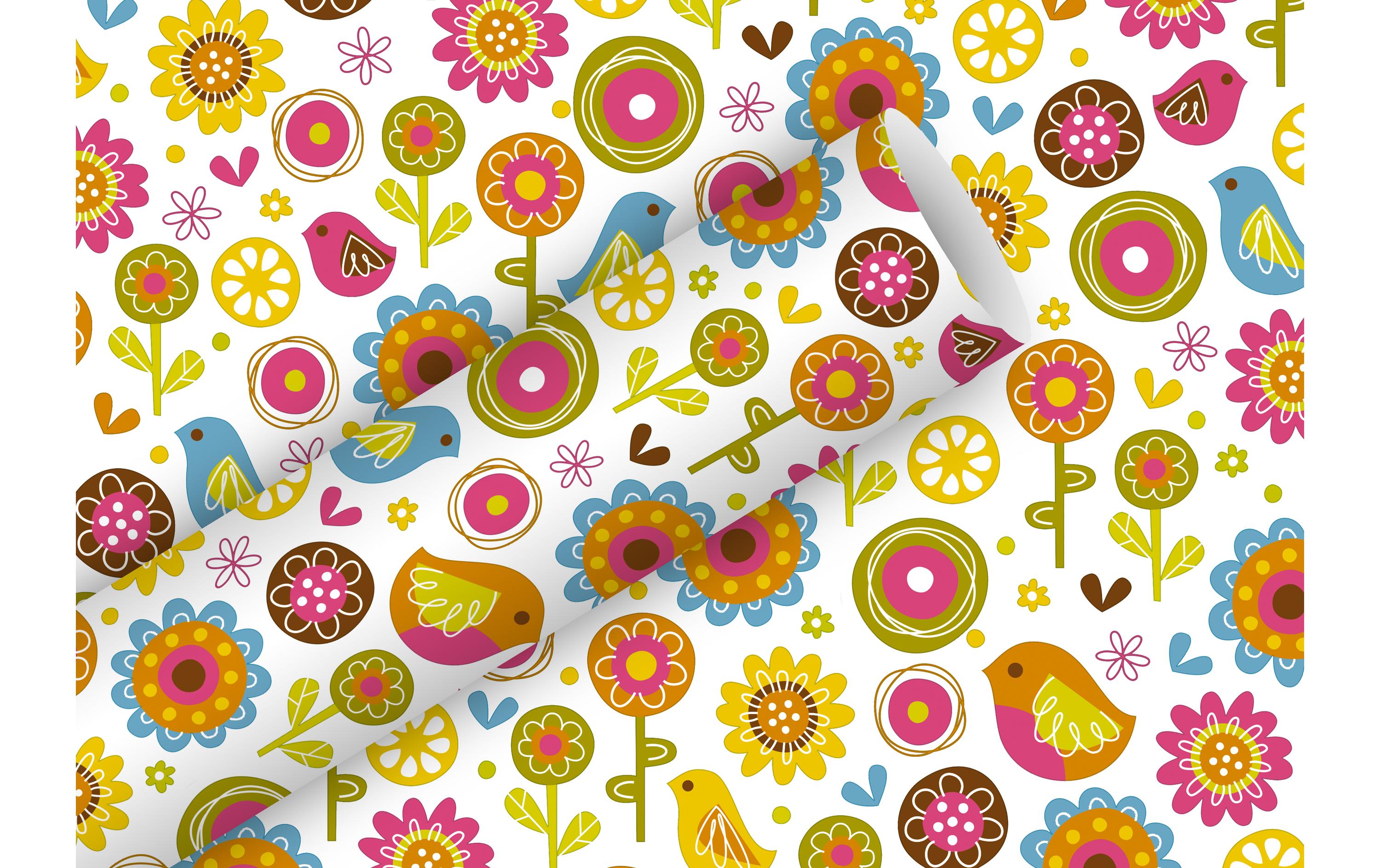 Braun + Company Geschenkpapier Birdland 2 m x 70 cm, Mehrfarbig