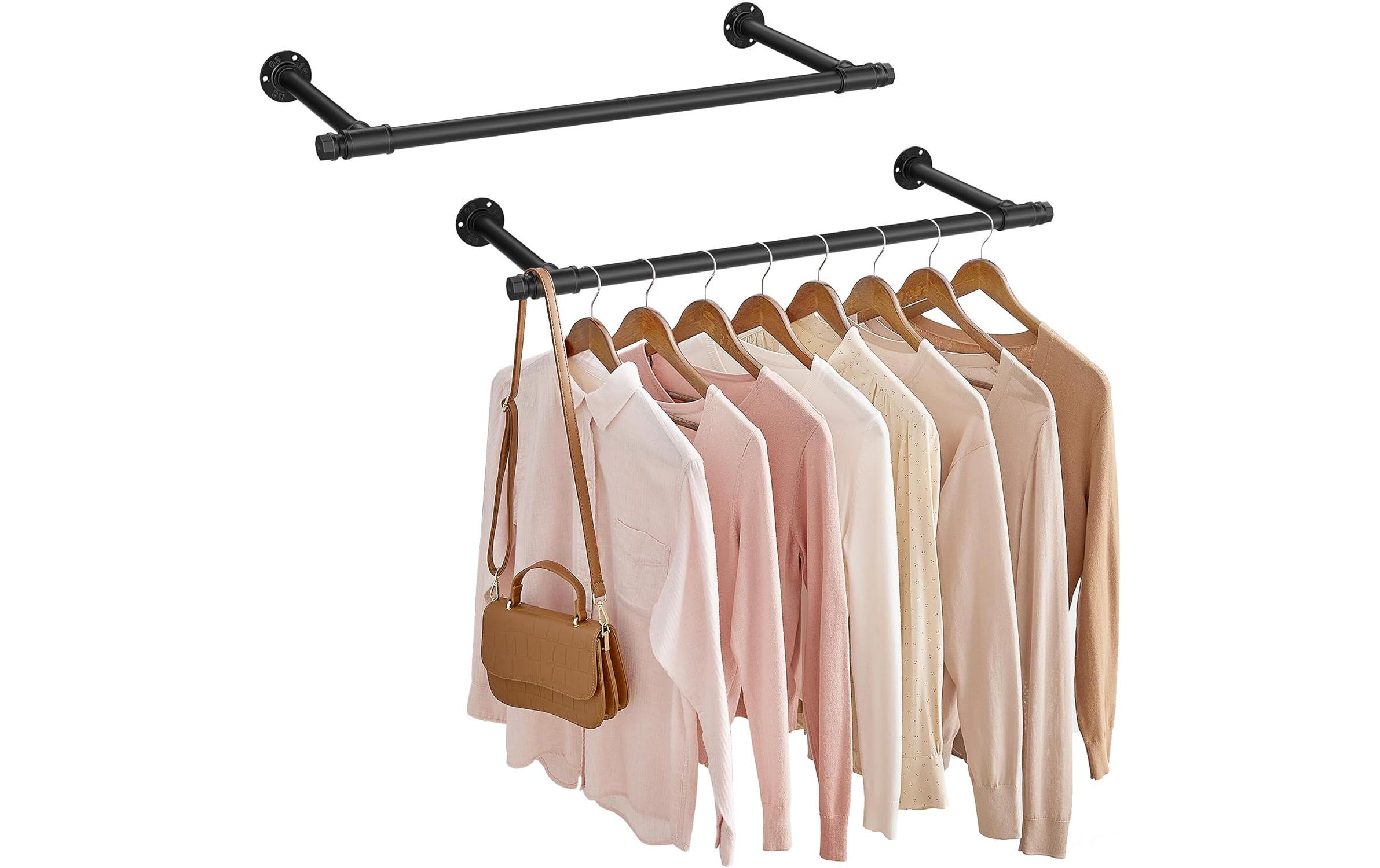 Songmics Wandgarderobe 2 Stück 84 cm x 7 cm, Schwarz