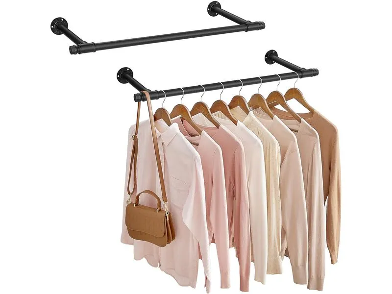 Songmics Wandgarderobe 2 Stück 84 cm x 7 cm, Schwarz