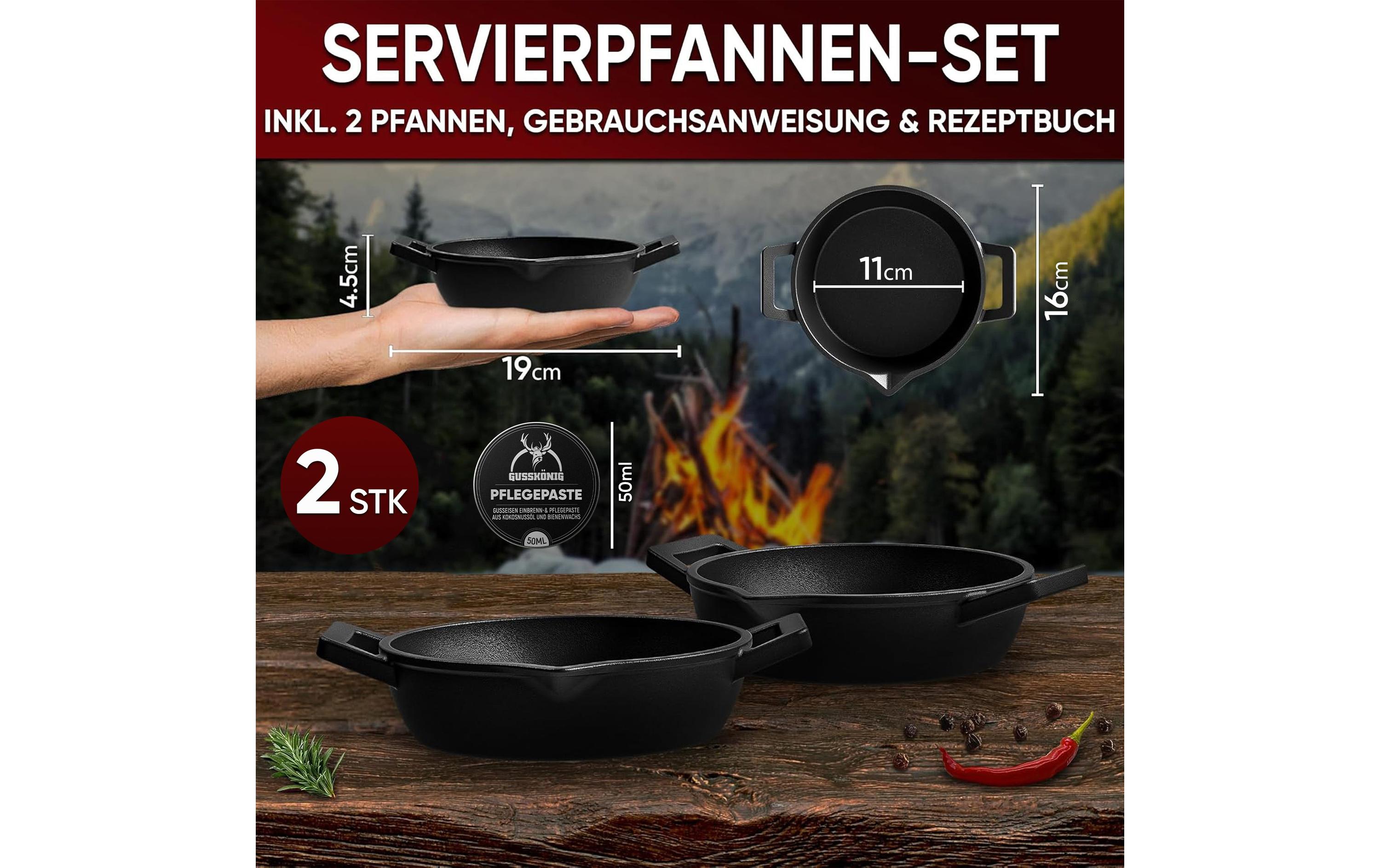 Gusskoenig Eingebrannte runde Mini-Pfanne 2 set