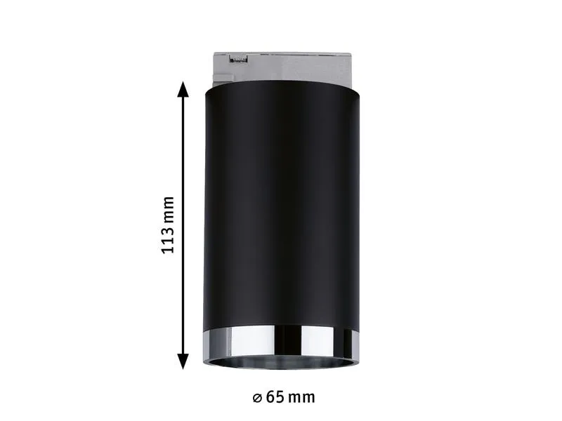 Paulmann Schienenspot URail Tube, 1 x GU10, 10 W, Schwarz/ Chrom