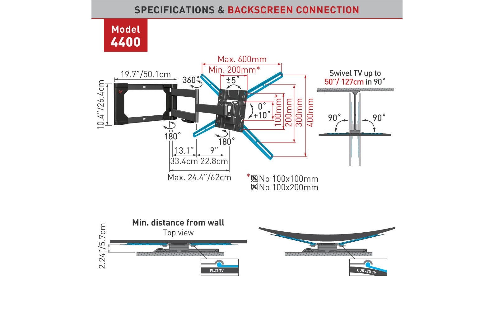 Barkan Wandhalterung WH 4400-SW Schwarz