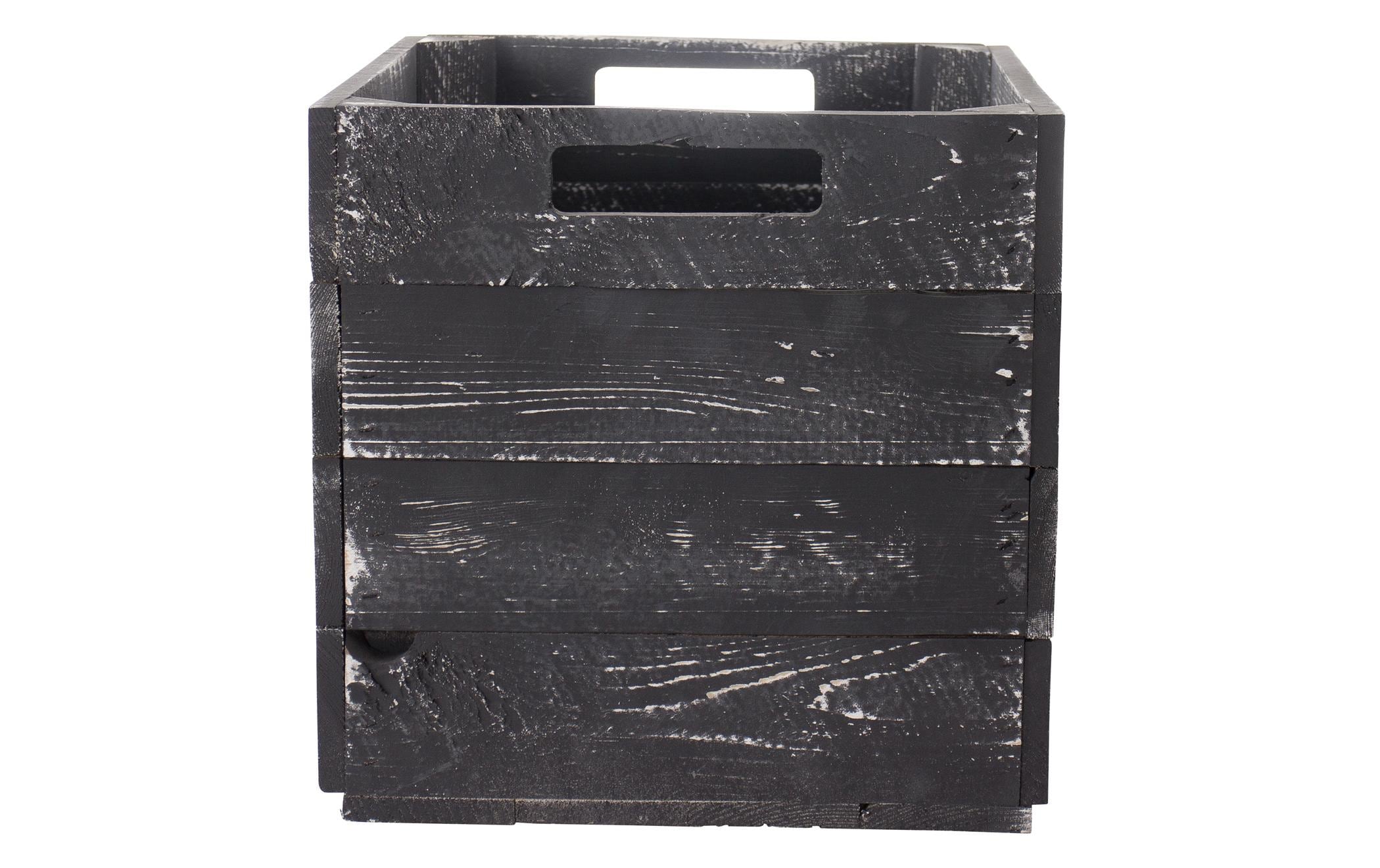 Holz Zollhaus Aufbewahrungskiste Vintage Shabby 33 x 38 cm, Grau/Schwarz