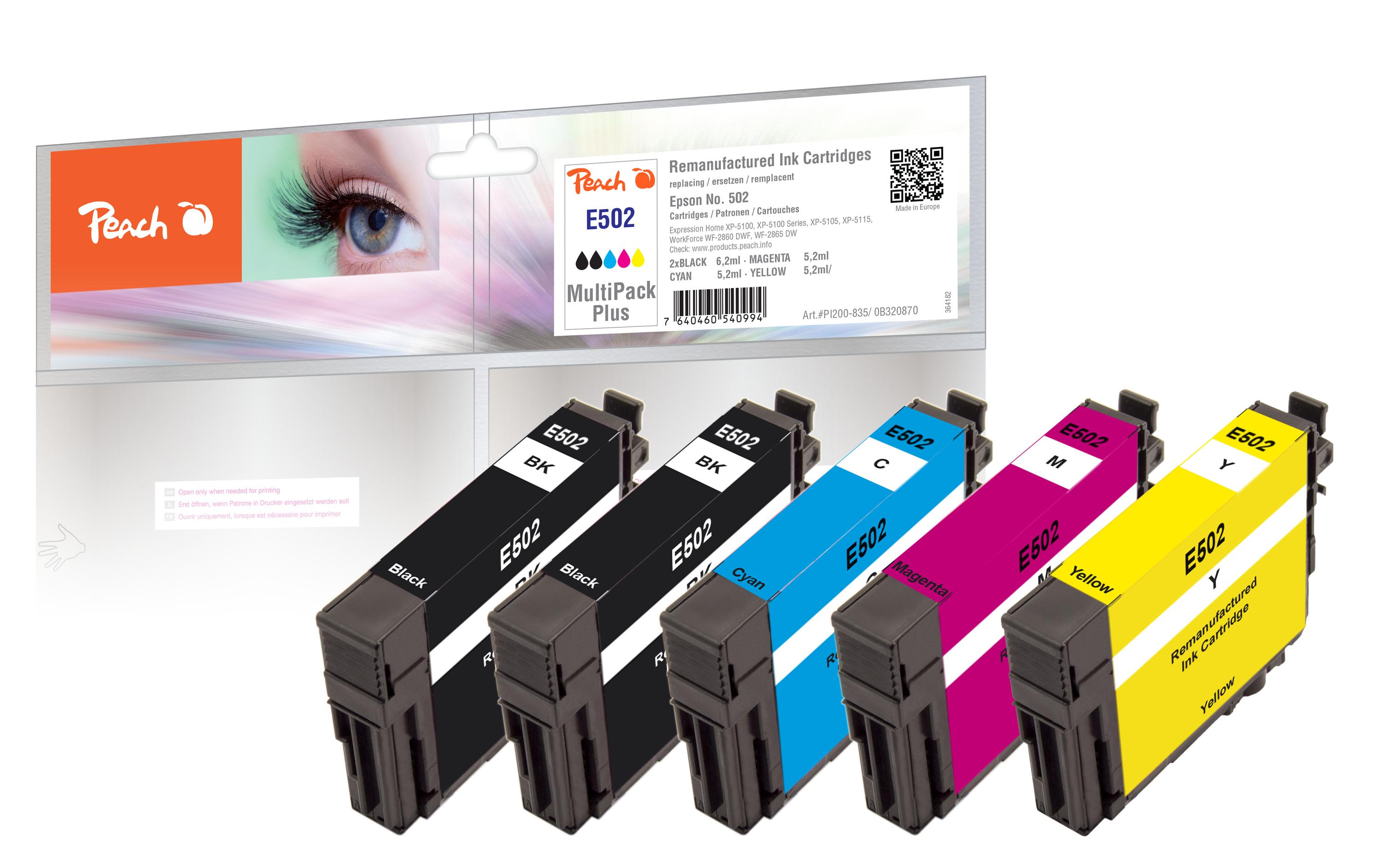 Peach Tinte Epson Nr. 502 2x BK, 1x C, M, Y