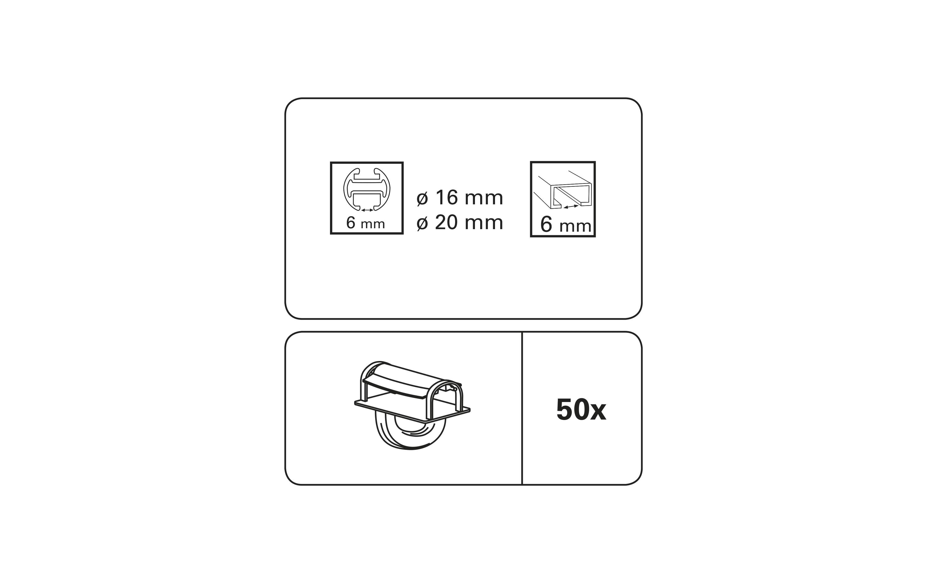 Gardinia Querbügelgleiter Maxi, zum einklicken 50 Stück