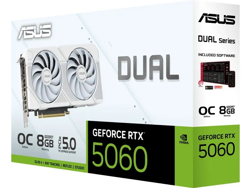 ASUS Grafikkarte Dual GeForce RTX 5060 8GB Weiss ASUS Grafikkarte Dual GeForce RTX 5060 8GB Weiss