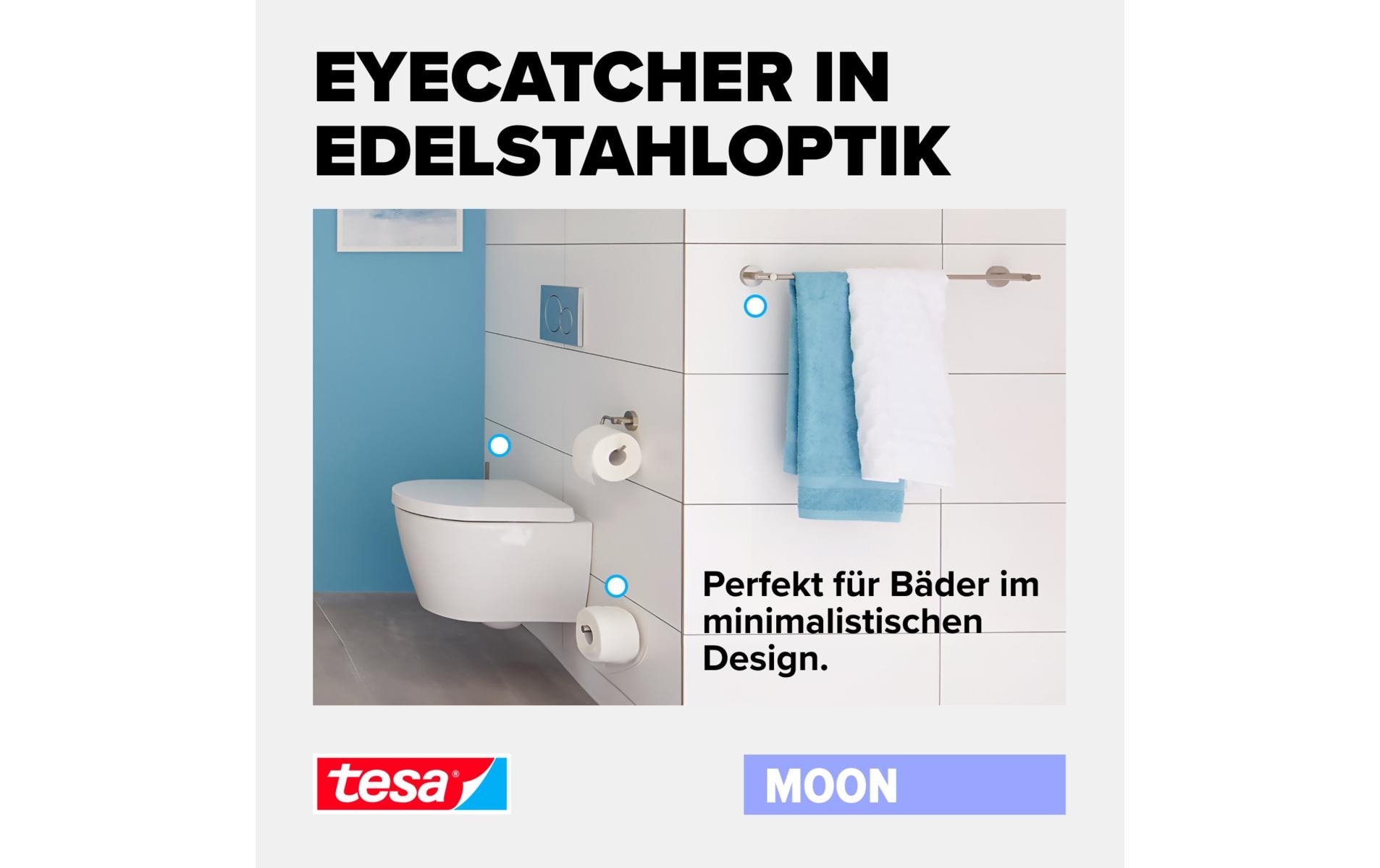 tesa Moon Zahnputzbecher Weiss/Silber