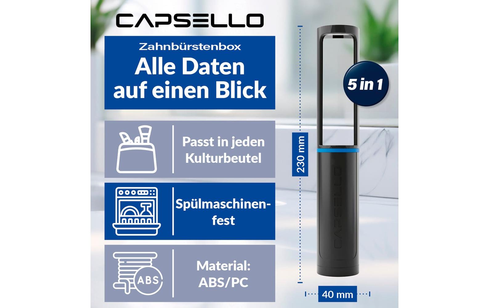 Capsello Zahnputzbecher Schwarz/Transparent