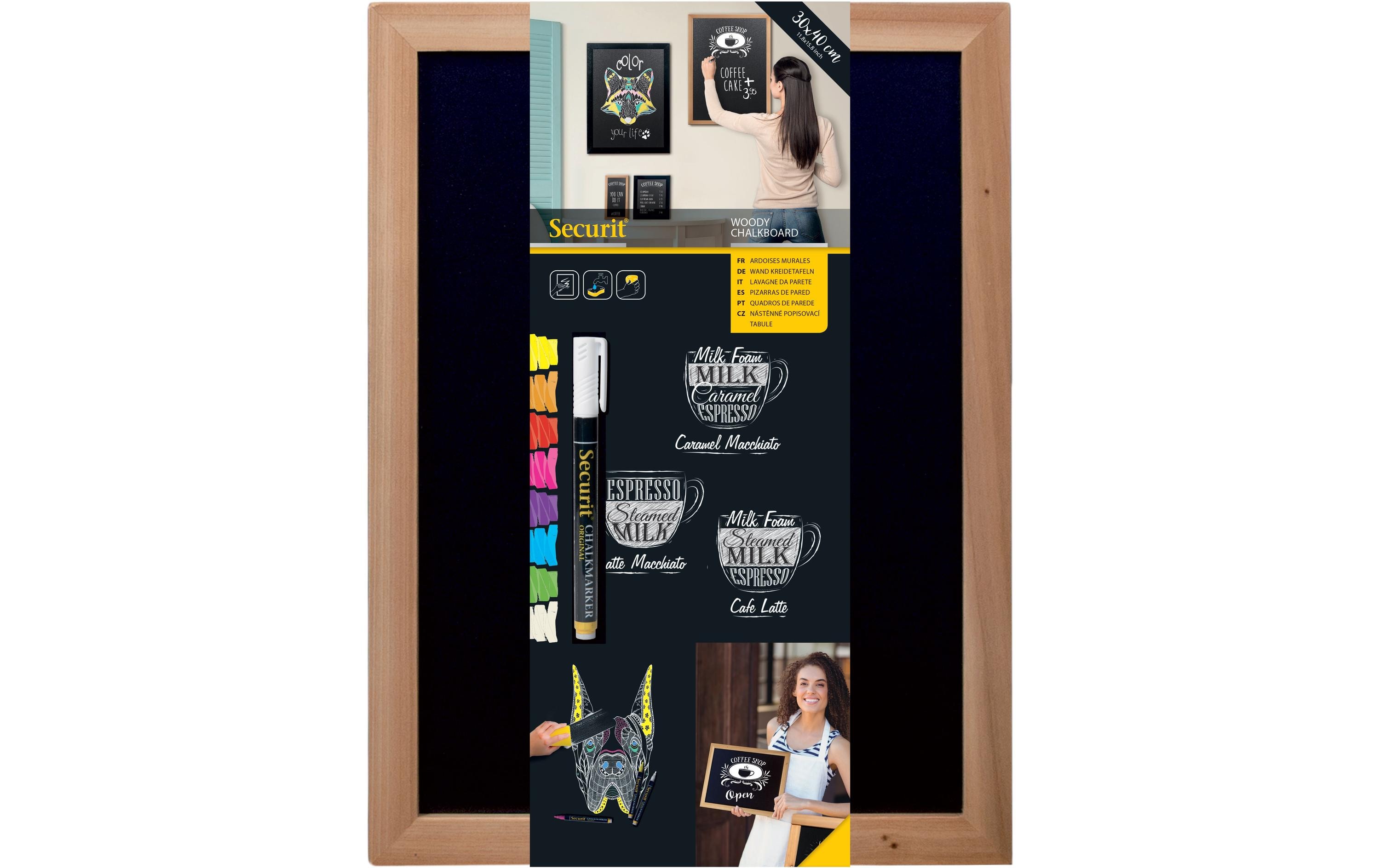 Securit Kreidetafel Woody 30 x 40 cm 3-teilig