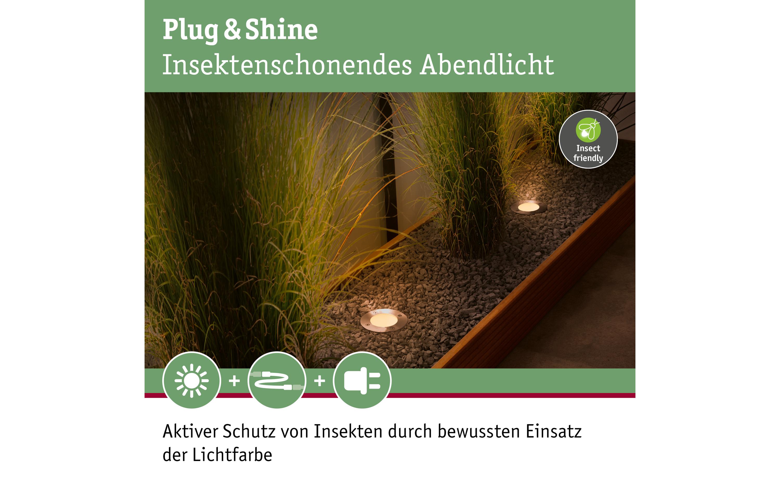 Paulmann Gartenspot Plug & Shine, Einzelleuchte, 4.5W, 2200K, Schwarz