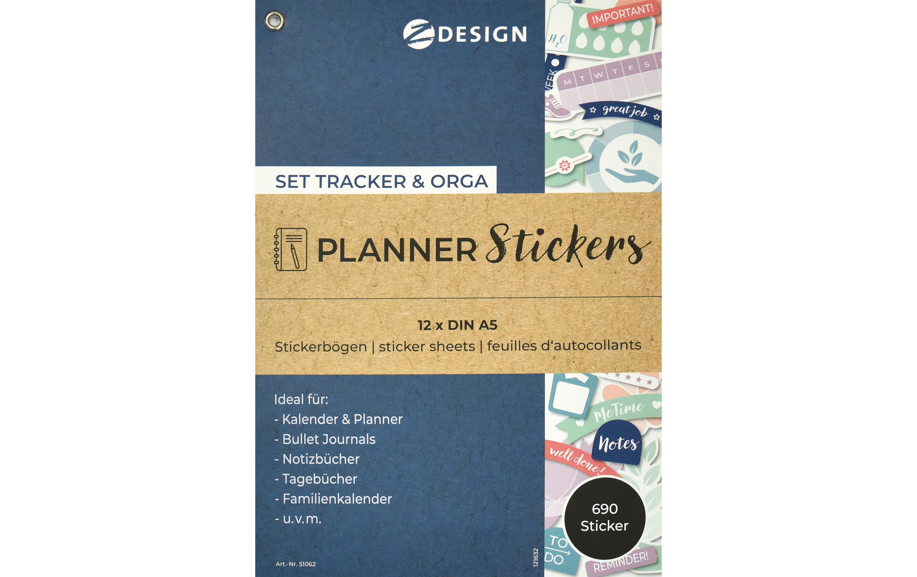 Z-Design Motivsticker Planner Tracker & Orga 12 Blatt, 690 Sticker