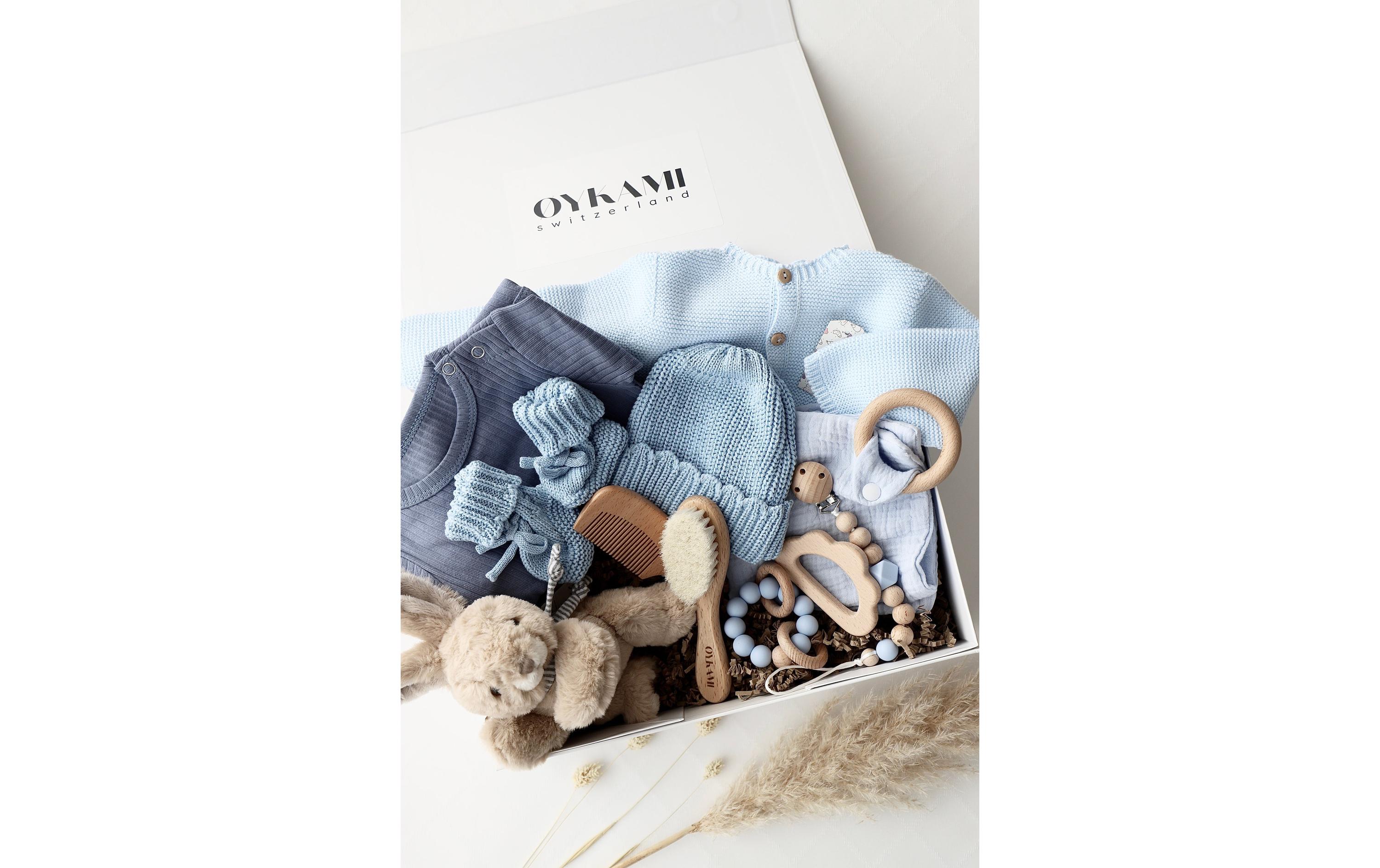 Oykami Baby Geschenkbox Blau Verona Hase Braun