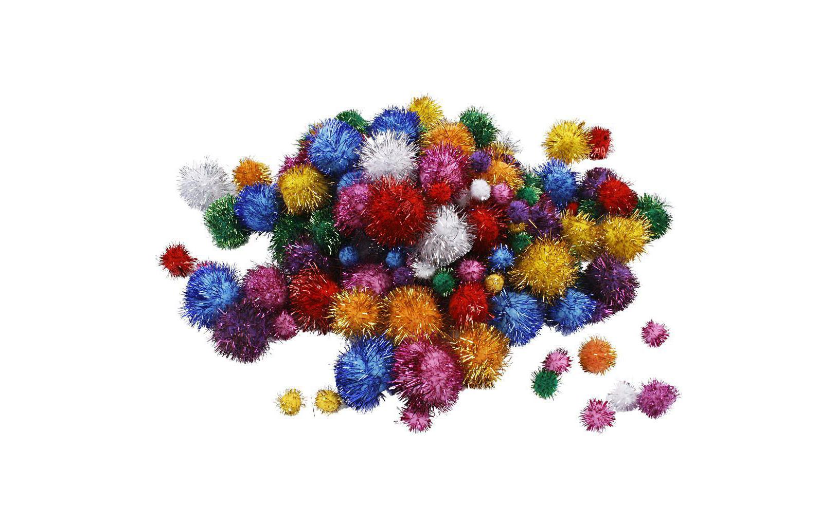 Creativ Company Pompon 5-40 mm Glitzer, ca 75 Stück, farbig assortiert Creativ Company Pompon 5-40 mm Glitzer, ca 75 Stück, farbig assortiert