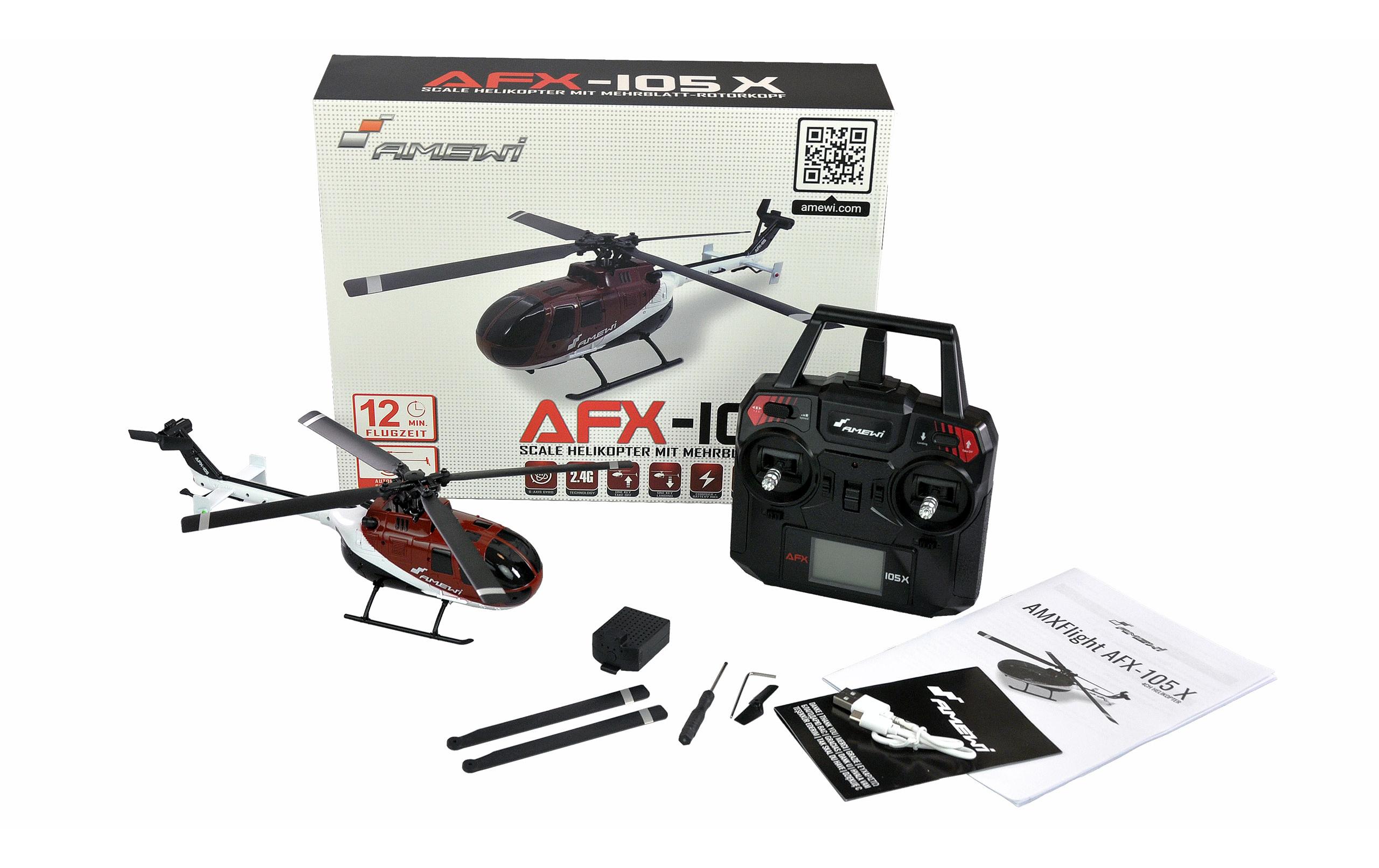 Amewi Helikopter AFX-105 X Rot, 4-Kanal RTF Amewi Helikopter AFX-105 X Rot, 4-Kanal RTF
