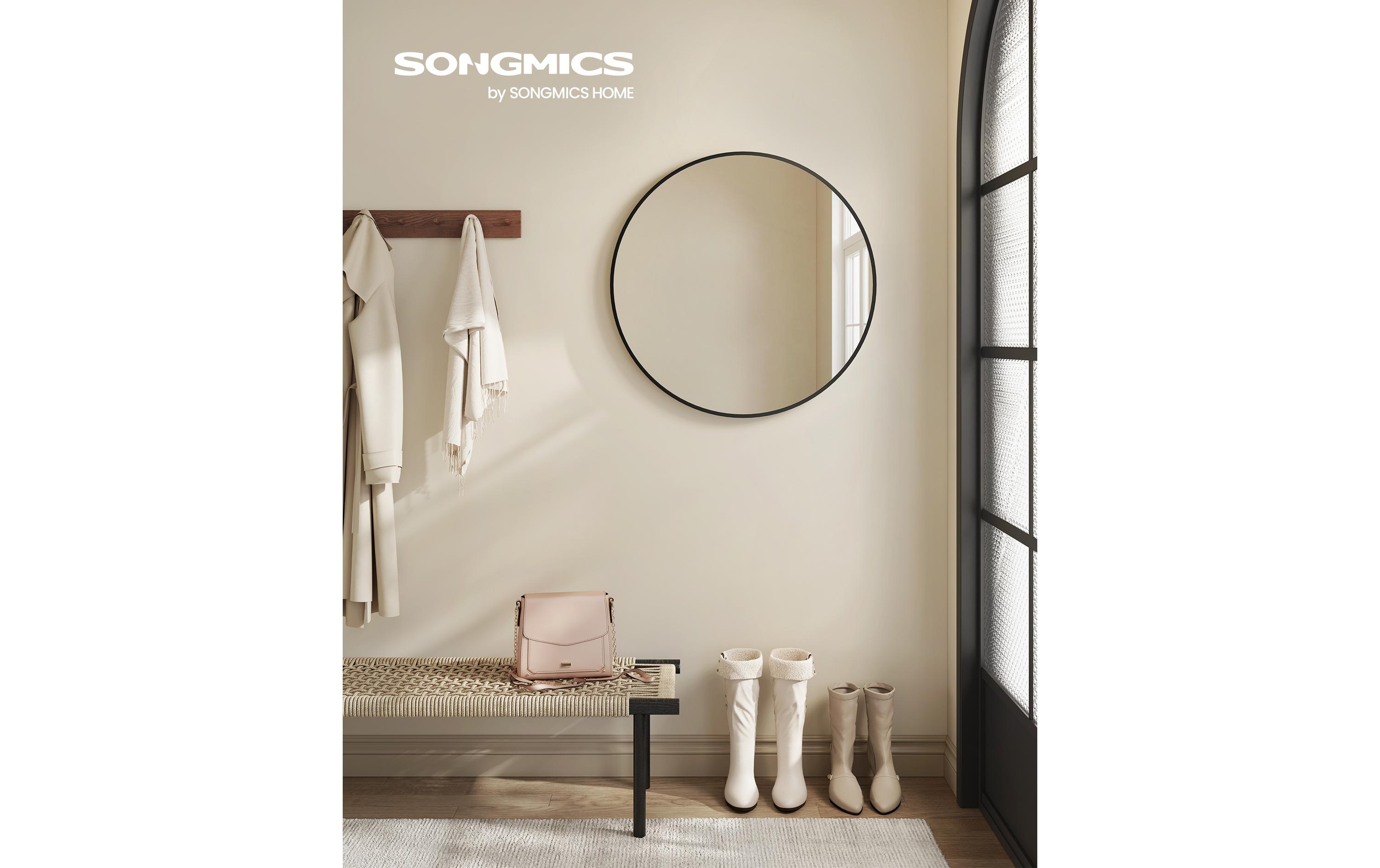 Songmics Spiegel Ø 61 cm, Schwarz