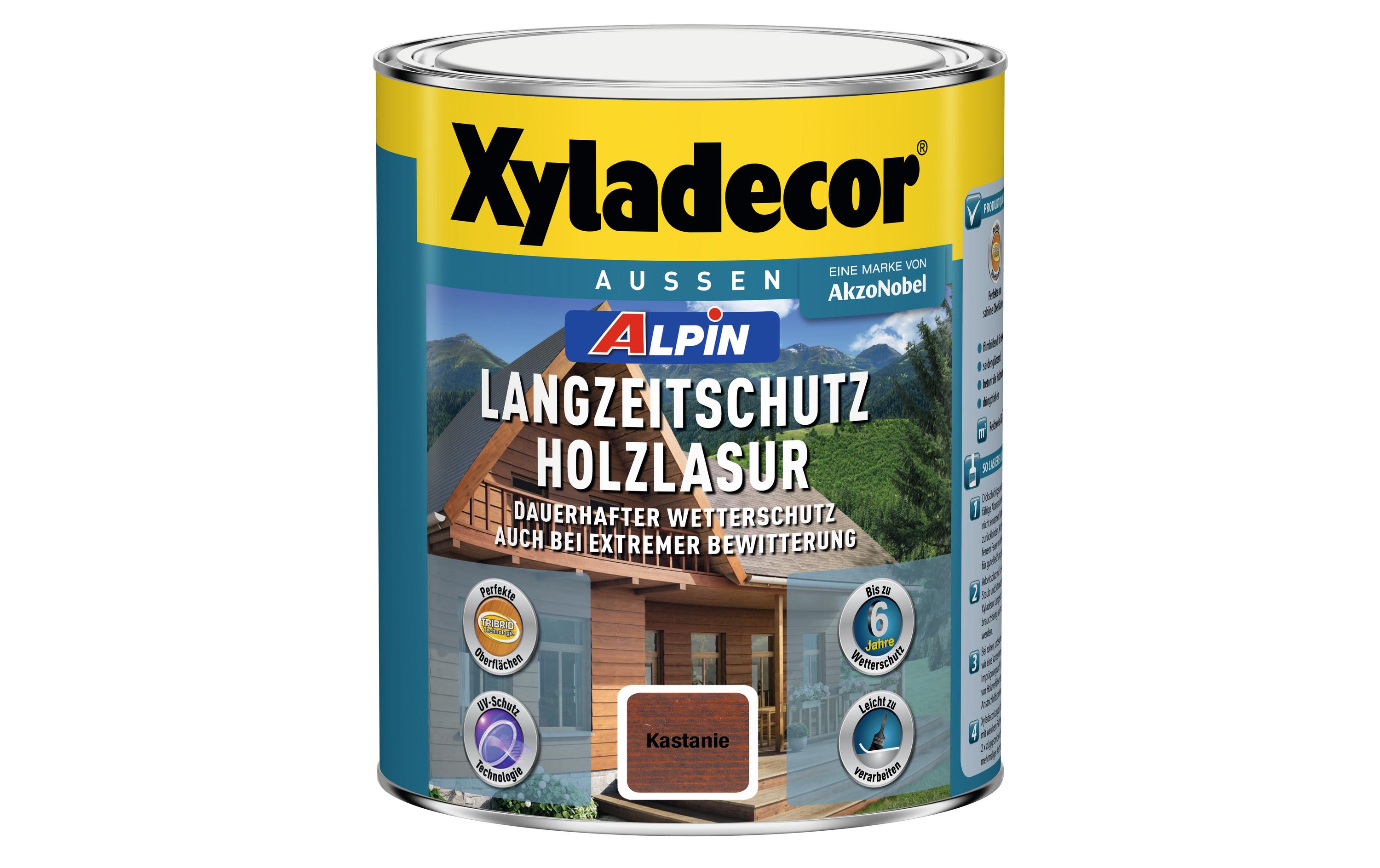 Xyladecor Holzlasur Alpin Langzeitschutz, Kastanie, 1 L