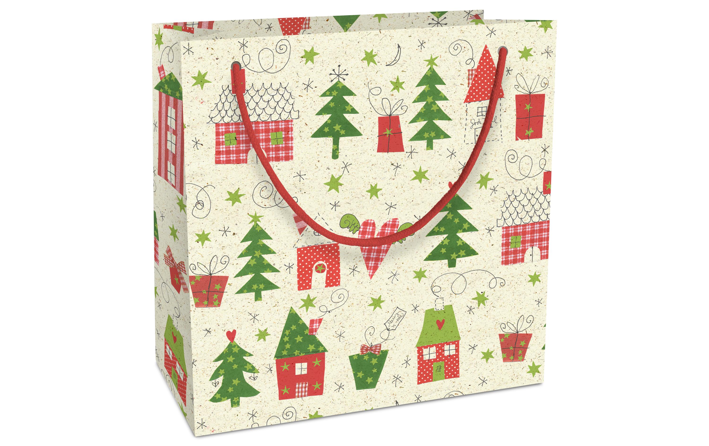 Braun + Company Geschenktasche Bullerbü 20 x 21 x 8 cm, Rot/Grün