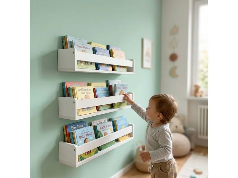 relaxdays Wandregal 3er Set, MDF, Weiss, 58 x 12 x 10 cm relaxdays Wandregal 3er Set, MDF, Weiss, 58 x 12 x 10 cm
