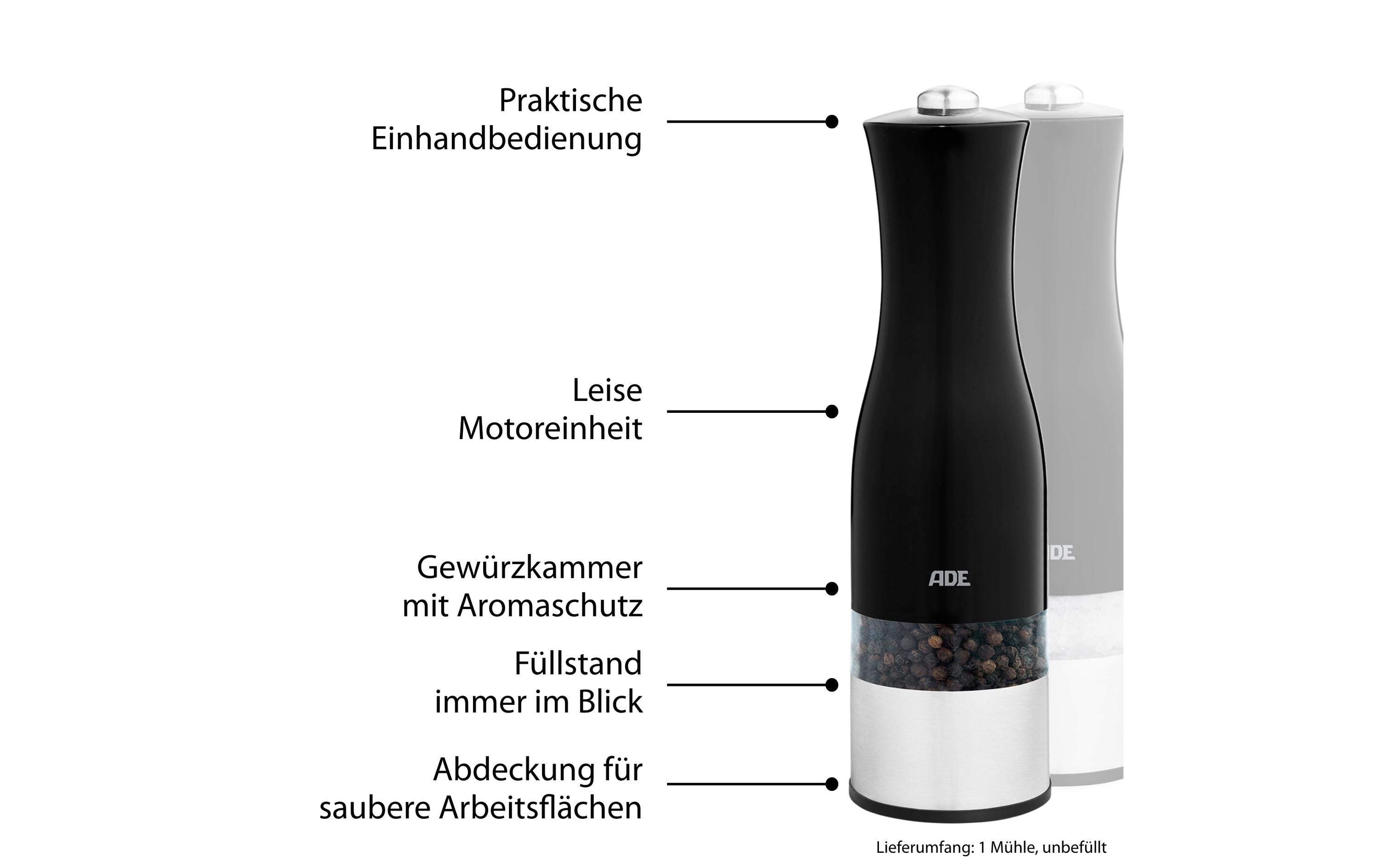 ADE Salz- und Pfeffermühle 20.5 cm, Schwarz