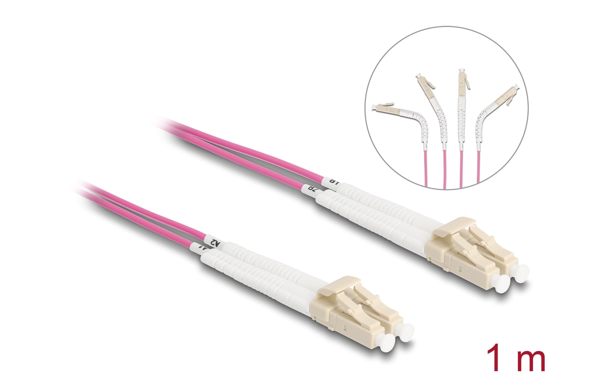 Delock LWL-Patchkabel Multimode LC – LC, OM4, Duplex, 1 m