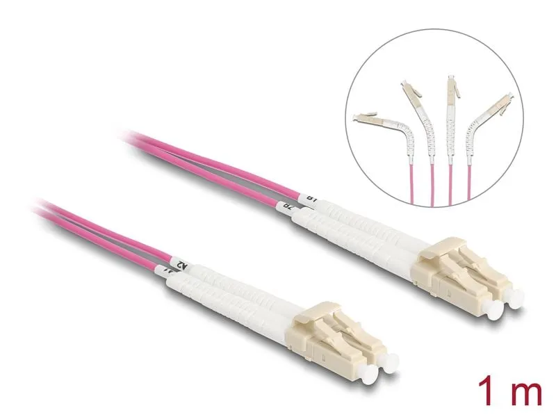 Delock LWL-Patchkabel Multimode LC – LC, OM4, Duplex, 1 m