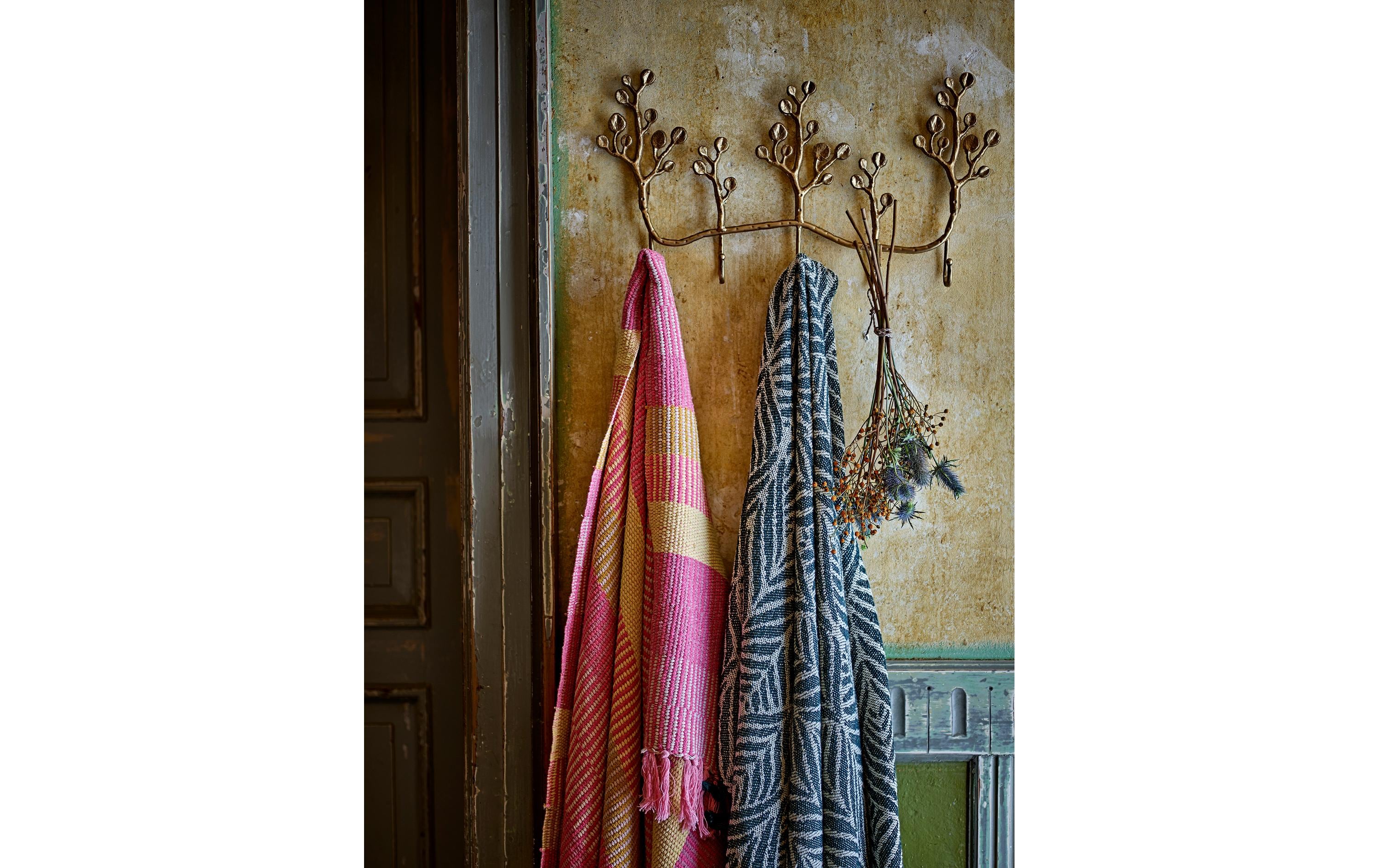 Bloomingville Decke Ugento 160 x 130 cm, Grün/Weiss